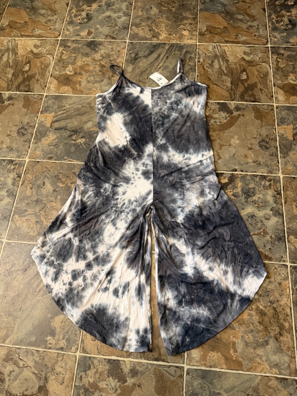 Wide-Leg Tie-Dye Jumpsuit in Black & White